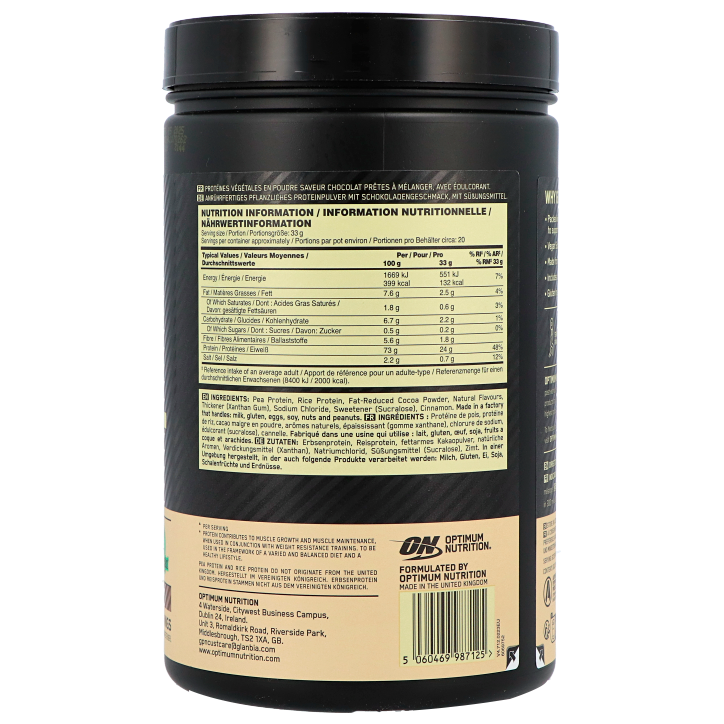 Optimum Nutrition Gold Standard 100% Plant Protéine Chocolat - 684g-2