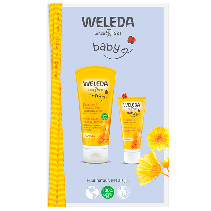 Weleda Coffret avantage bébé calendula crème lavante corps & cheveux et crème visage-3