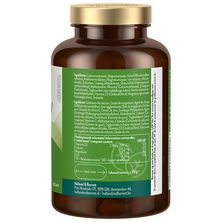 Holland & Barrett Vegan Calcium Magnesium Zink + Vitamine D3 - 120 tabletten-2