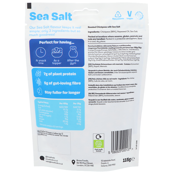 BRAVE Crunchy Chickpeas Sea Salt - 115g-2