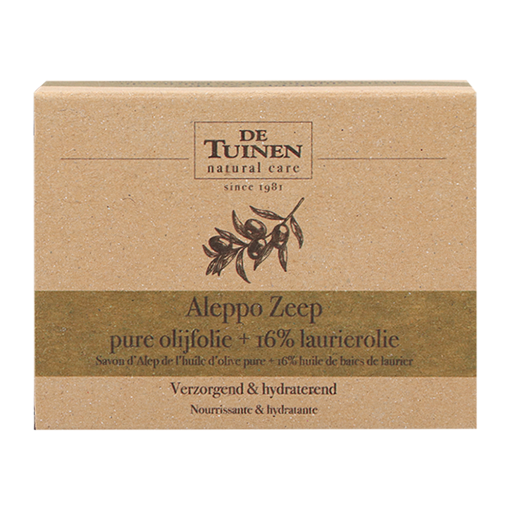 De Tuinen Aleppo Zeep pure olijfolie + 16% laurierolie - 150g-1