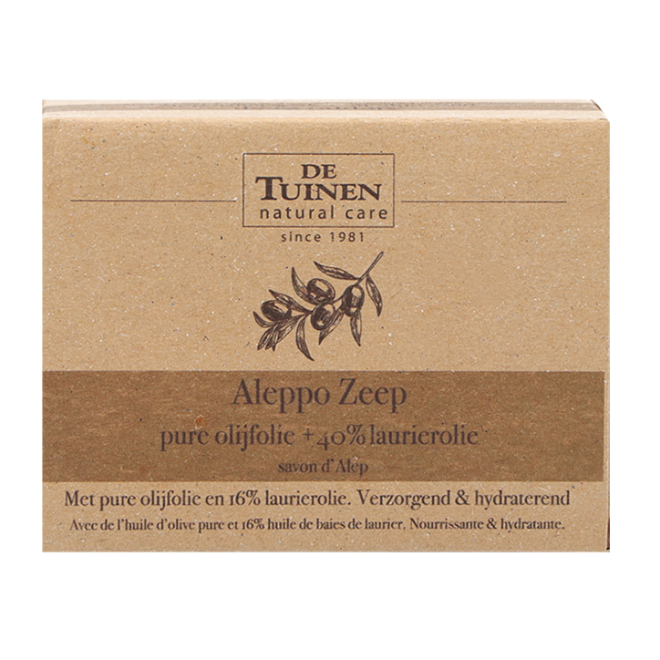 De Tuinen Aleppo Zeep pure olijfolie + 40% laurierolie - 150g-1