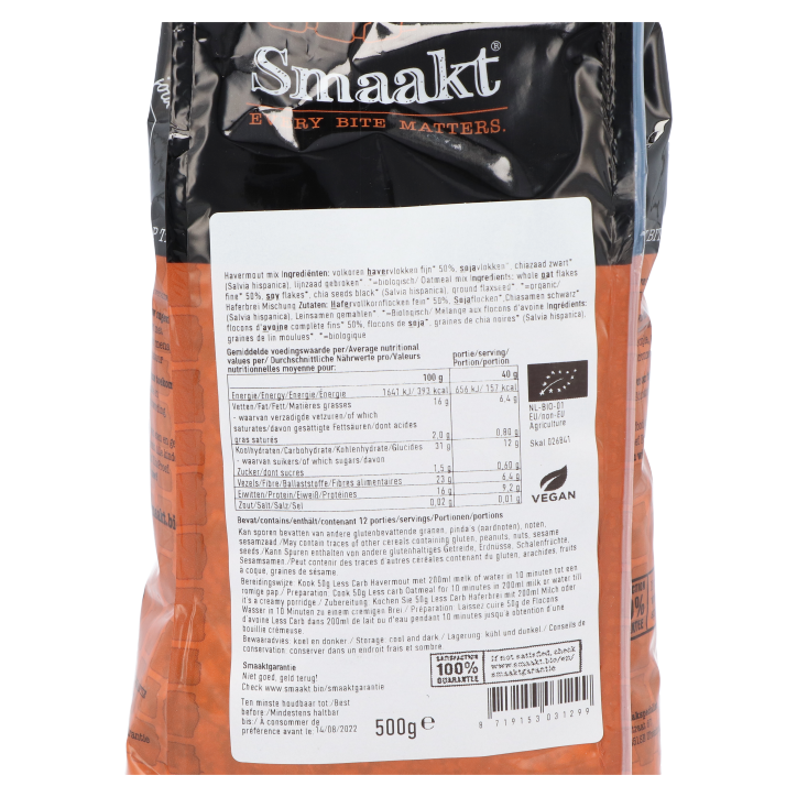 Smaakt Less Carb Proteïne Havermout Bio - 500g