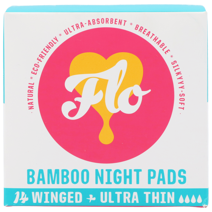 Flo Bamboo Serviettes Hygiéniques Nuit avec Ailettes - 14 pcs