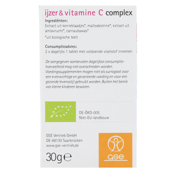 GSE phyto vitamines fer & vitamine C Complexe 30gr - 60 tabletten
