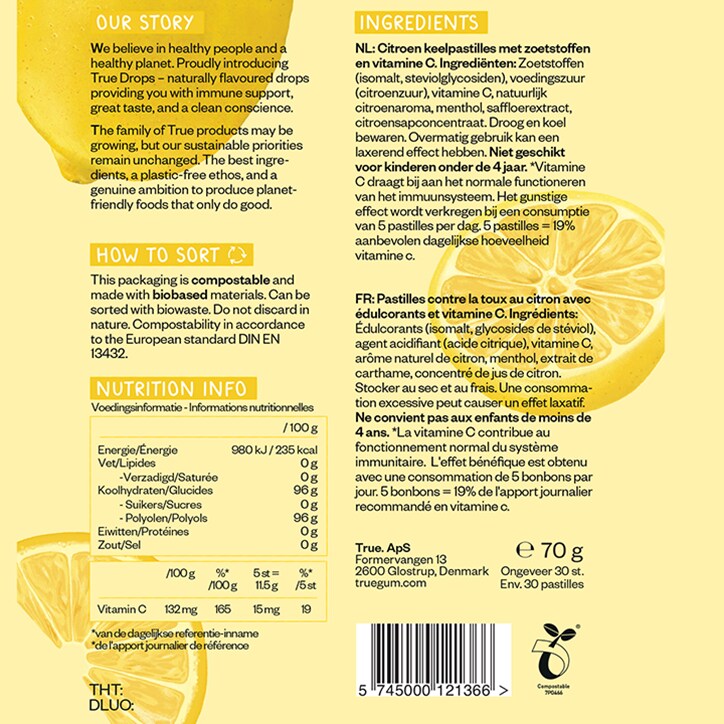 True Drops Lemon & Vitamin C - 30 keelpastilles-3