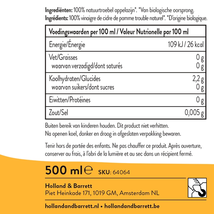 Holland & Barrett Appelazijn Troebel Bio - 500ml-2