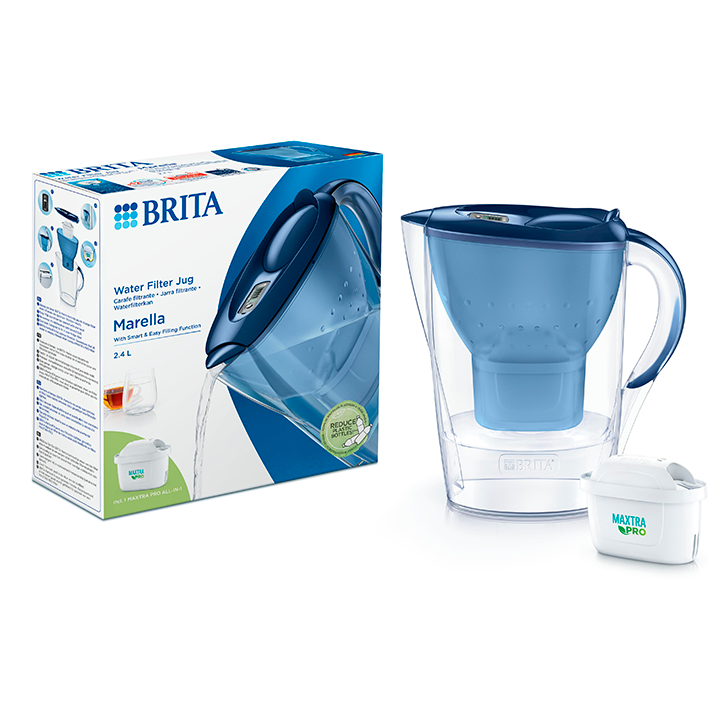 BRITA Carafe Filtrante 'Marella' Bleue + 1 filtre MAXTRA PRO - 2.4l-2