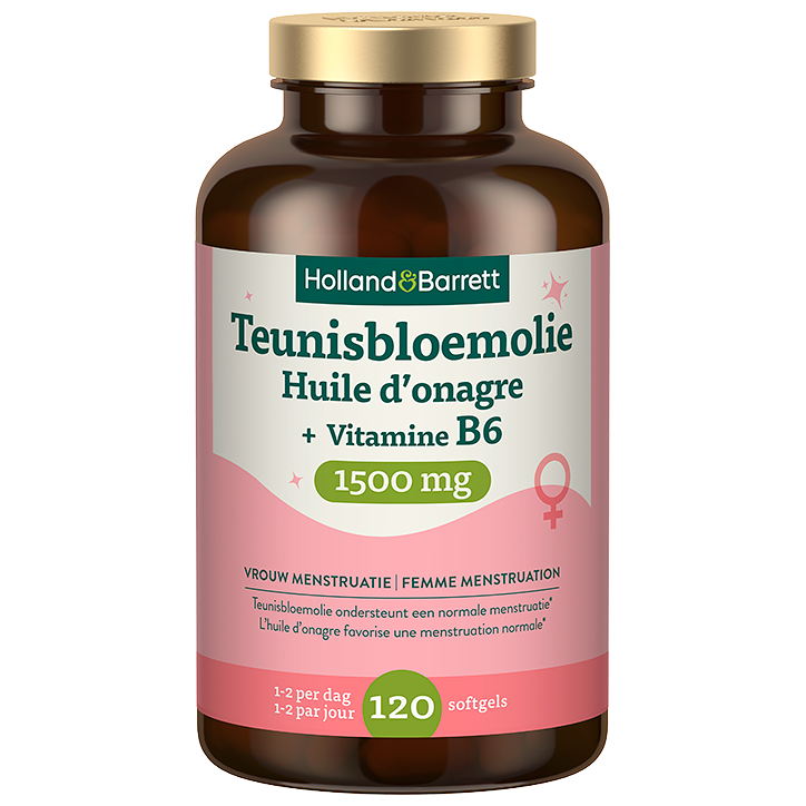 Holland & Barrett Teunisbloemolie + Vitamine B6 1500mg - 120 softgels