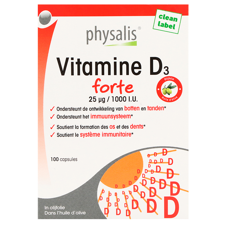 Physalis Vitamine D3 Forte, 25mcg (100 Capsules)-1