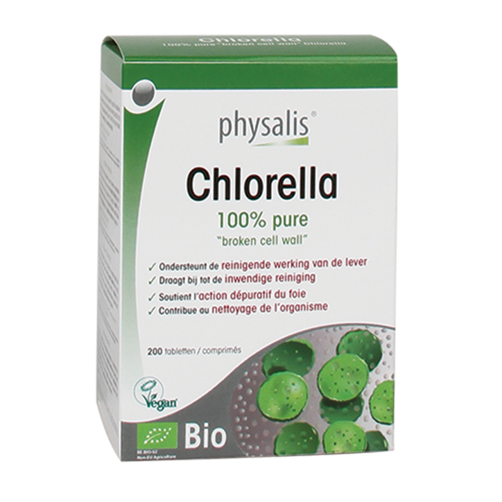 Physalis 100% Puur Chlorella Tabletten Bio (200 Tabletten)-1