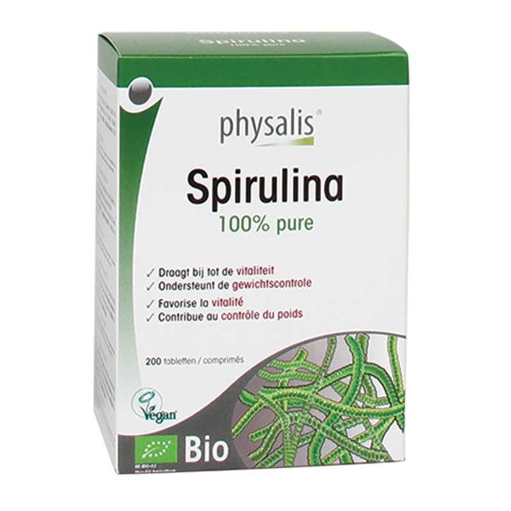 Physalis 100% Puur Spirulina Tabletten Bio (200 Tabletten)-1