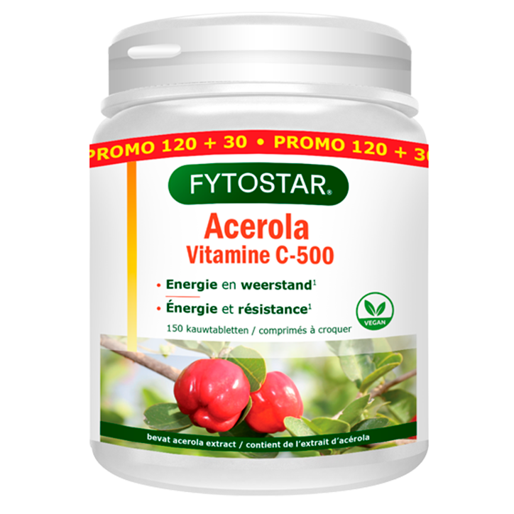 Fytostar Acérola Vitamine C 500mg - 150 comprimés à mâcher-1