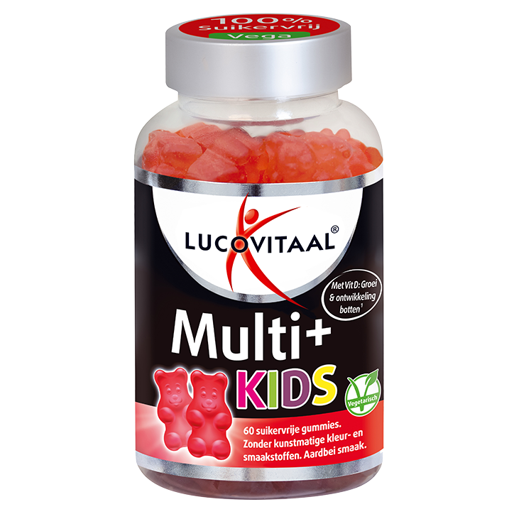 Lucovitaal Multi+ Kids Aardbei (60 Gummies)-1