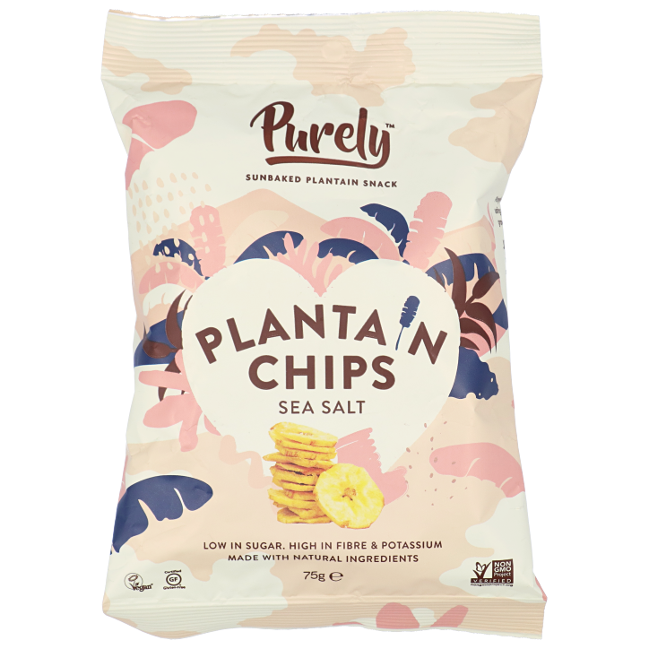 Purely Chips de Bananes Plantain au Sel de Mer - 75 g-1