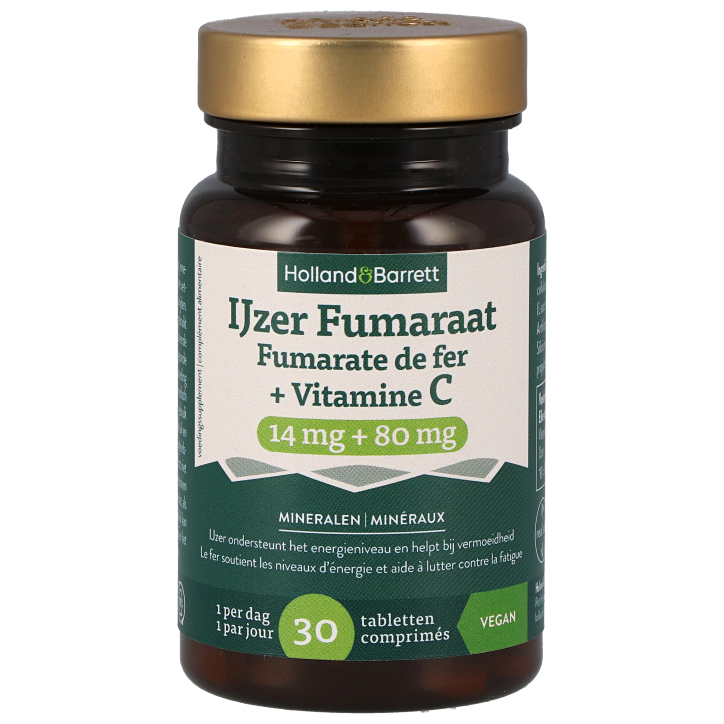 Holland & Barrett Fumarate de Fer 14mg + Vitamine C 80mg - 30 comprimés-1