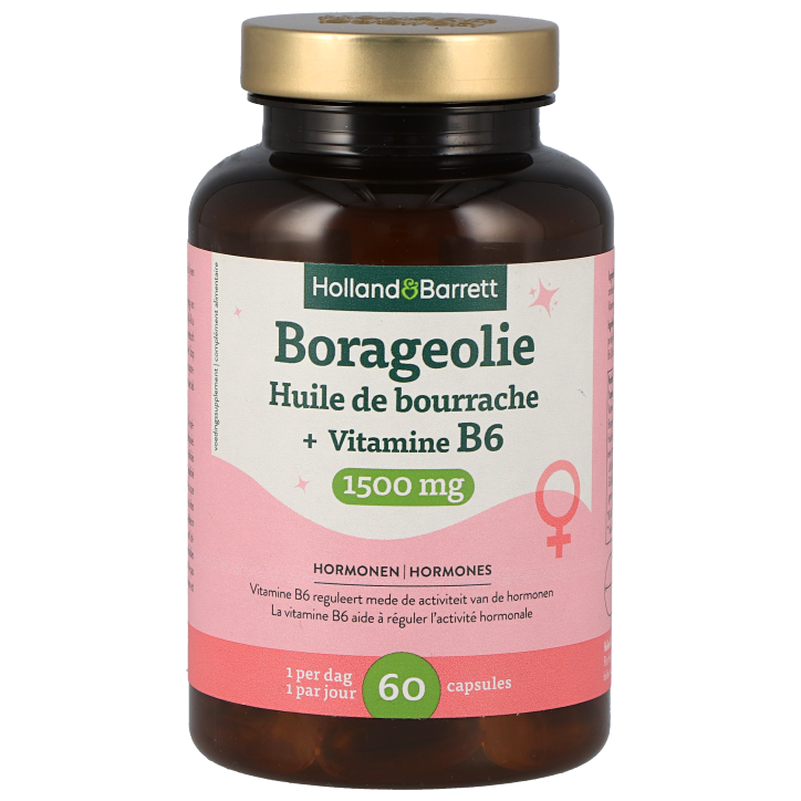 Holland & Barrett Huile de Bourrache + Vitamine B6 1500mg - 60 capsules-1