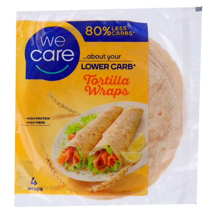 WeCare Lower Carb Tortilla Wraps - 4 x 40g-1