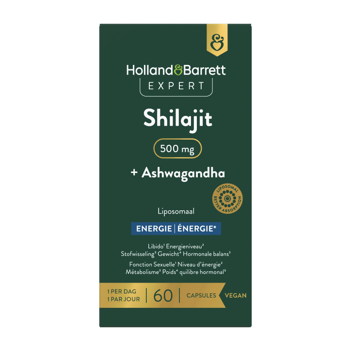 Holland & Barrett Expert Shilajit + Ashwagandha 500mg Liposomaal - 60 capsules-1