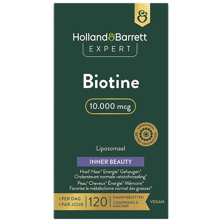 Holland & Barrett Expert Biotine 10.000mcg Liposomaal - 120 kauwtabletten-1