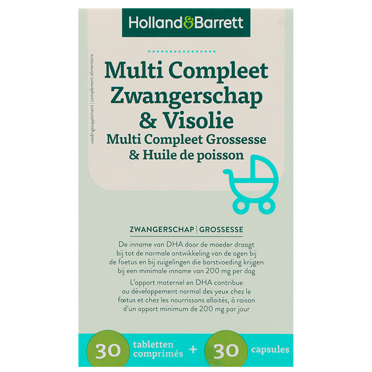 Holland & Barrett Multi Compleet Zwangerschap & Visolie - 30 tabletten + 30 capsules-1