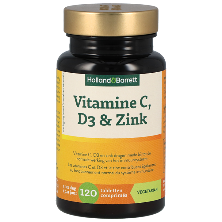 Holland & Barrett Vitamine C, D3 & Zink - 120 tabletten-1