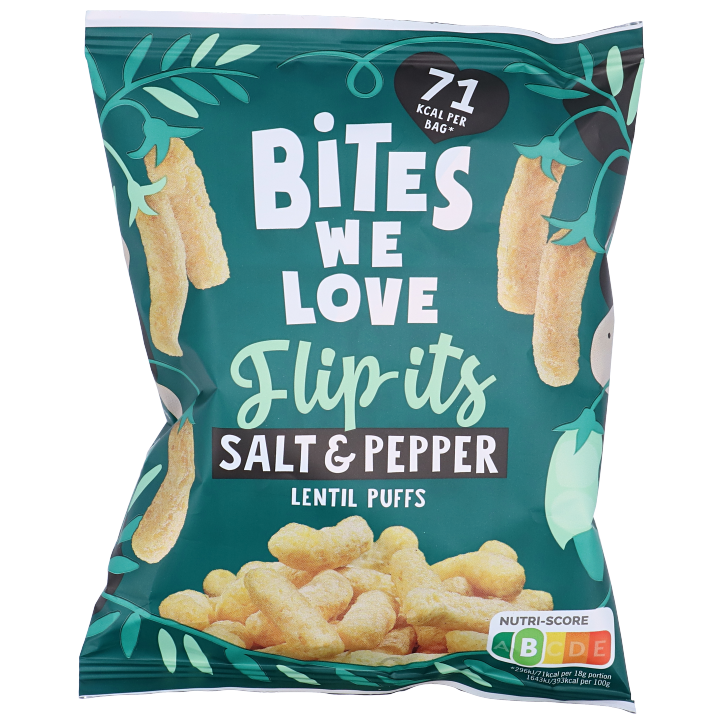 Bites We Love Flip-its Lentil Puffs Salt & Pepper - 18g-1