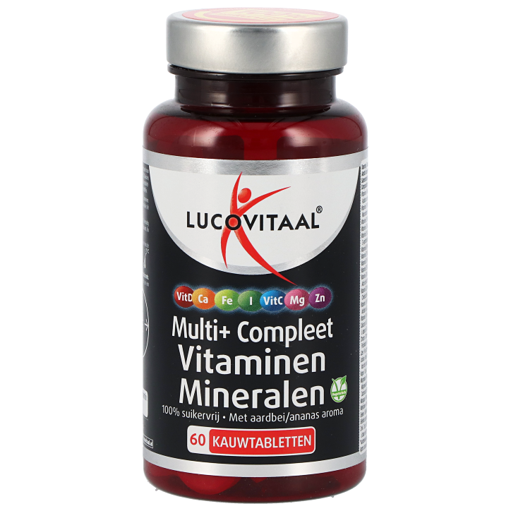 Lucovitaal Multi+ Compleet Vitaminen Mineralen Aardbei-Ananas smaak - 60 kauwtabletten-1