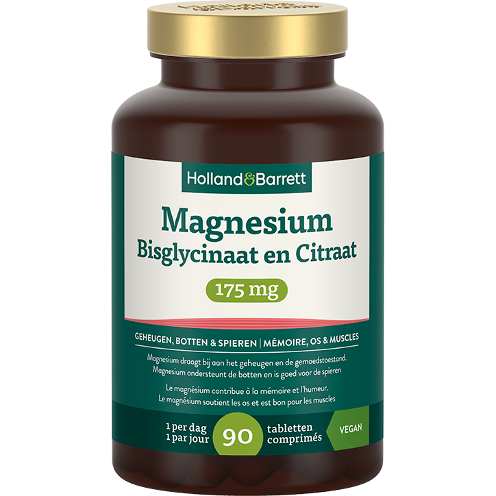 Holland & Barrett Magnesium Bisglycinaat En Citraat 175mg - 90 tabletten-1