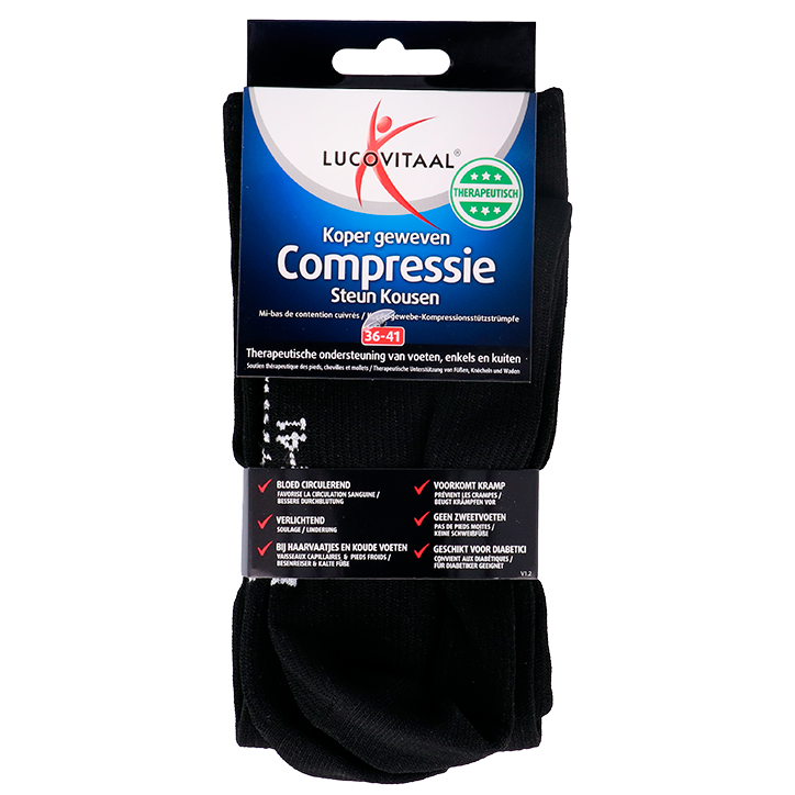 Lucovitaal Chaussettes de Compression Noir 36-41-1