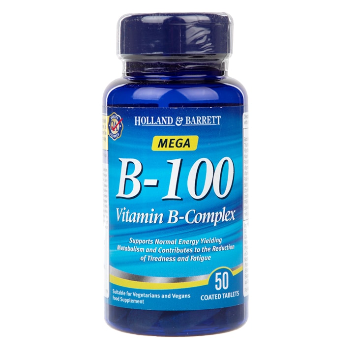Holland & Barrett Mega B-100 Vitamin B Complex 50 Caplets-1