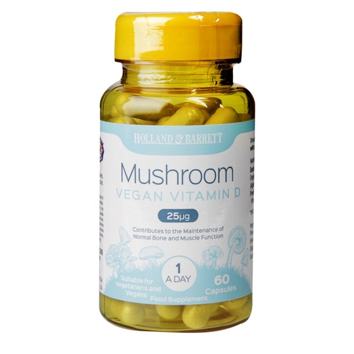 Holland & Barrett Mushroom Vegan Vitamin D 10ug 60 Capsules-1