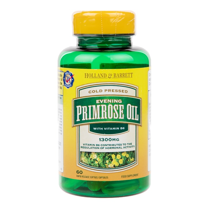 Holland & Barrett Natural Evening Primrose Oil 60 Capsules 1300mg plus Vitamin B6-1