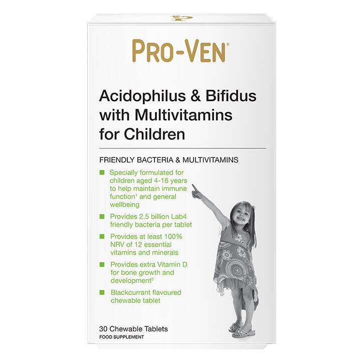 Pro-Ven Acidophilus & Bifidus with Multivitamins 30 Chewable Tablets for Children-1