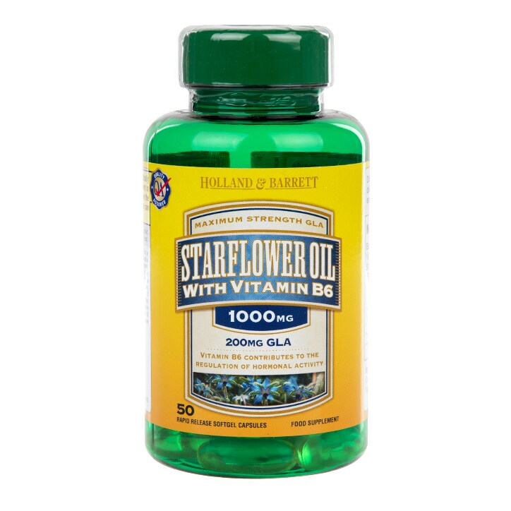 Holland & Barrett Starflower Oil 50 Capsules 1000mg with Vitamin B6-1