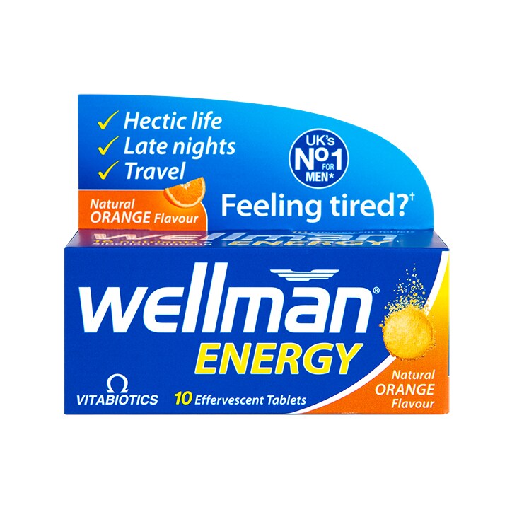 Vitabiotics Wellman Energy 10 Orange Flavour Effervescent Tablets-1