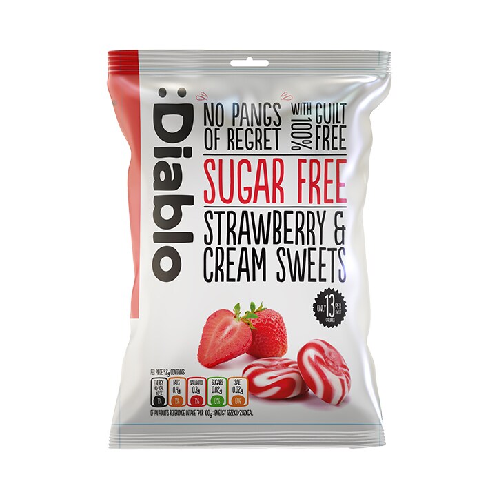 Diablo Sugar Free Strawberry & Cream Sweets 75g-1