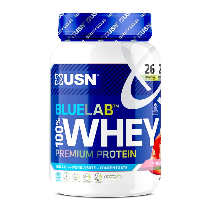 USN Blue Lab Whey Premium Protein Powder Strawberry 908g-1