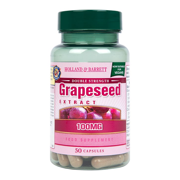 Holland & Barrett Double Strength Grapeseed Extract 100mg 50 Capsules-1