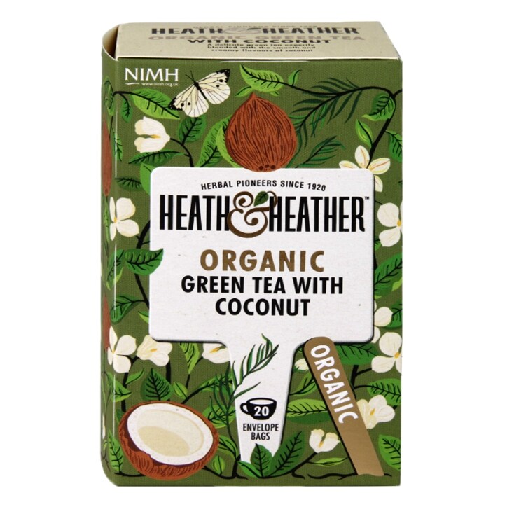 Heath & Heather Organic Green Tea with Coconut 20 Tea Bags-1