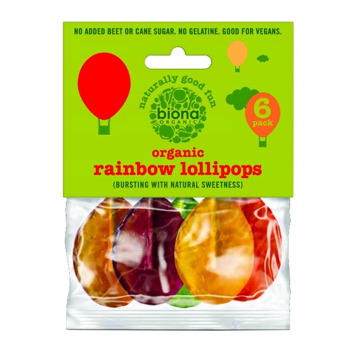 Biona Organic Rainbow Lollipops Pack of 6-1