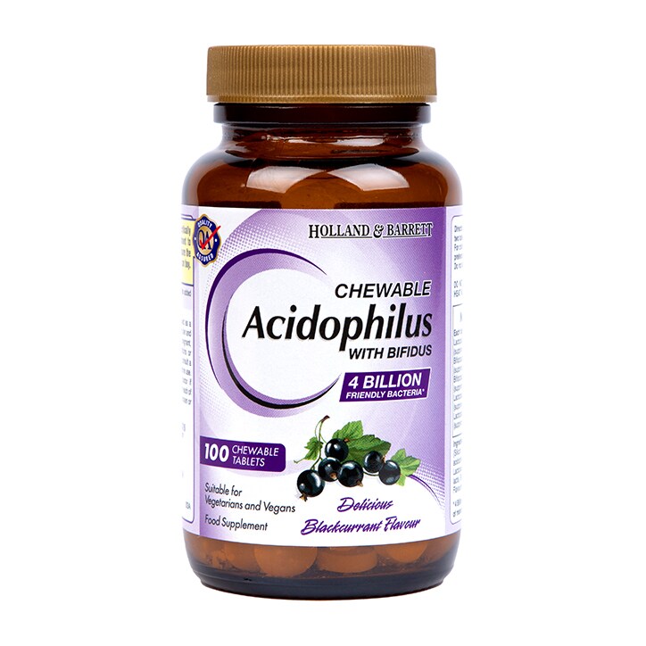 Holland & Barrett Chewable Acidophilus with Bifidus 100 Tablets-1