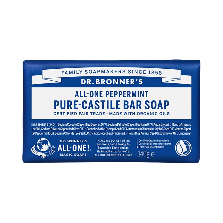 Dr Bronner All-One Peppermint Pure-Castile Bar Soap 140g-1