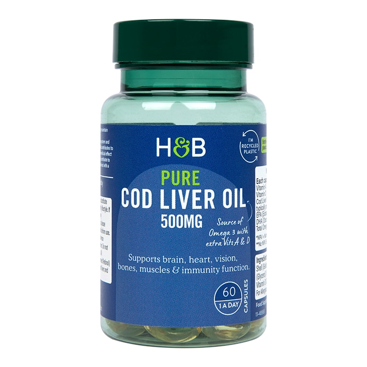 Holland & Barrett Pure Cod Liver Oil 500mg 60 Capsules-1