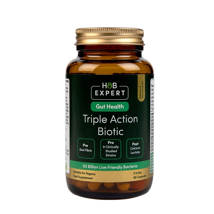 H&B Expert Triple Action Biotic Gut Formula 60 Capsules-1