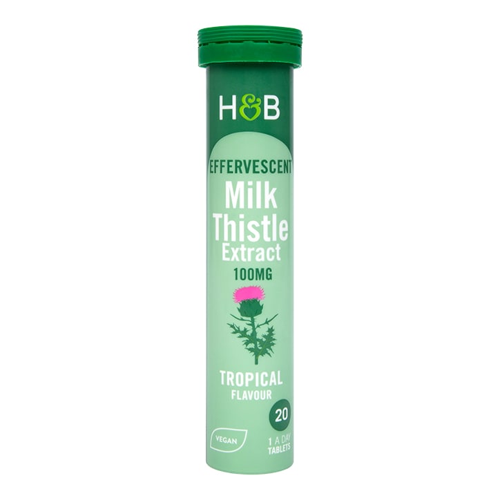 Holland & Barrett Effervescent Milk Thistle Extract 100mg Tropical Flavour 20 Tablets-1