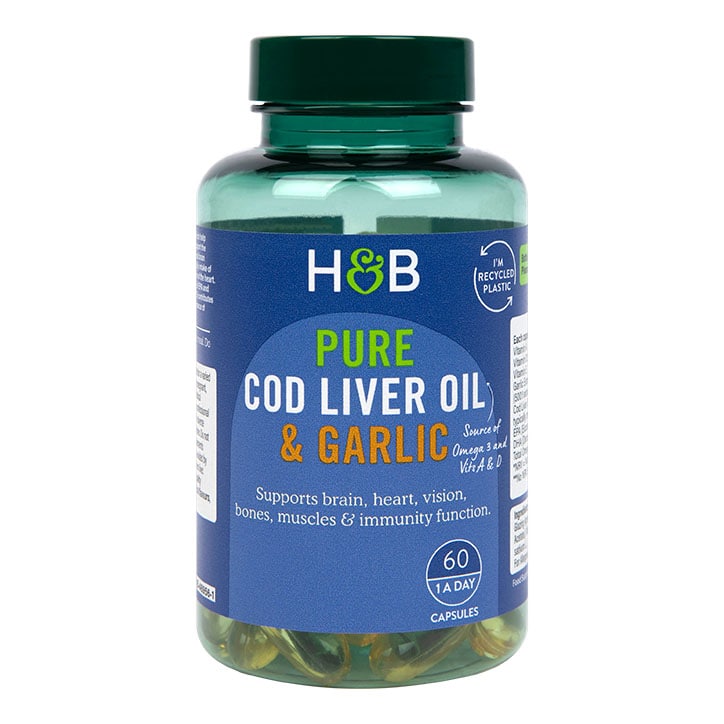 Holland & Barrett Pure Cod Liver Oil & Garlic 60 Capsules-1