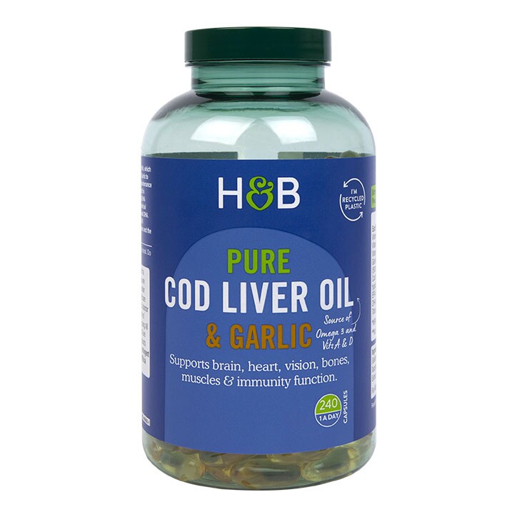 Holland & Barrett Pure Cod Liver Oil & Garlic 240 Capsules-1