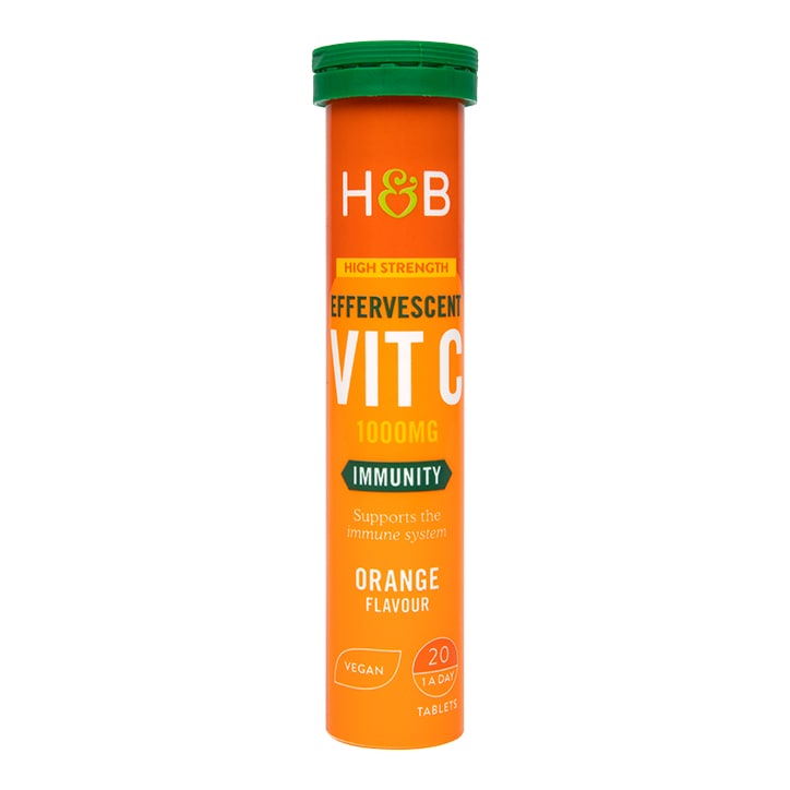 Holland & Barrett High Strength Effervescent Vit C 1000mg Orange Flavour 20 Tablets-1