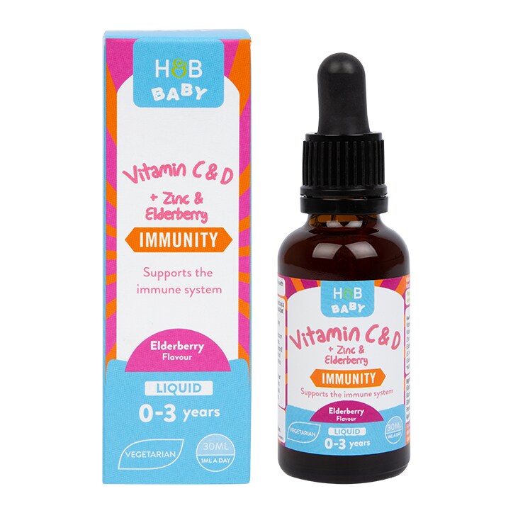 Holland & Barrett Baby Vitamin C&D + Zinc & Elderberry Immunity Liquid 30ml-1